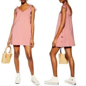 Top Shop Tie Up Shift Pink Dress